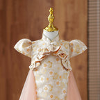 Flower Girl Dress Toddler Formal Pageant Communion Retro Print Princess Dress