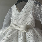 Cute Baby Girl Bead Pageant Dress Toddler  First Communion Princess Dress