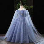 Toddler Ball Gowns Flower Girl Summer Blue Formal Gray Puffy Communion Princess Dress