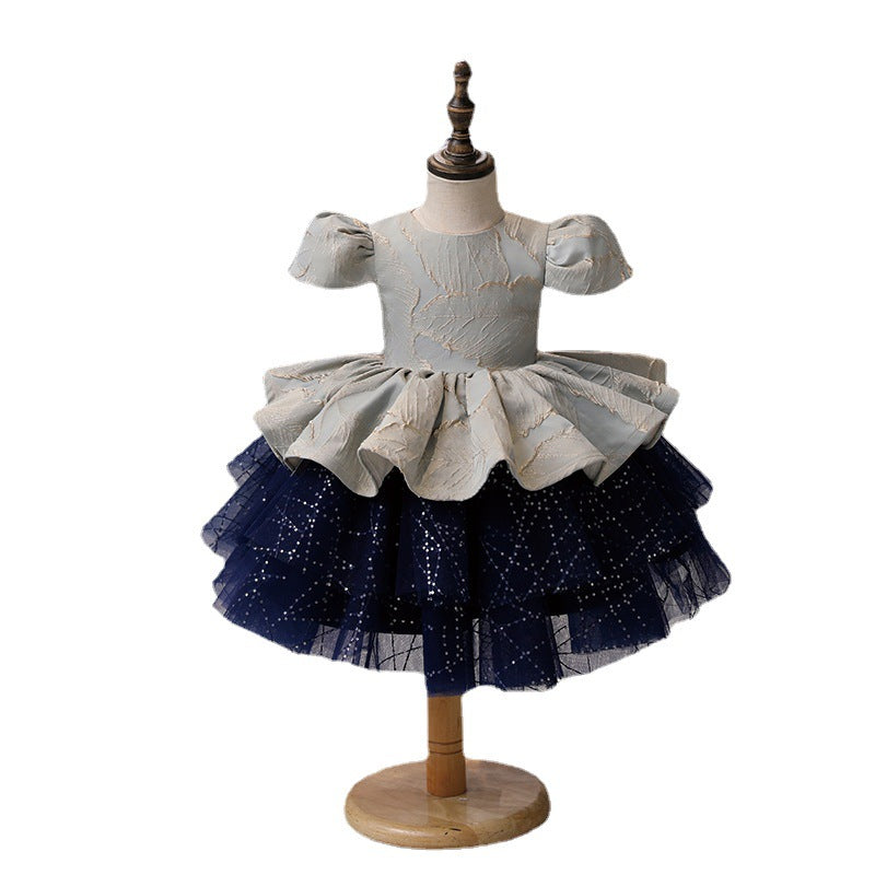 Toddler Ball Gowns Girl Summer Communion Puff Sleeves Fluffy Pageant Princess Dress