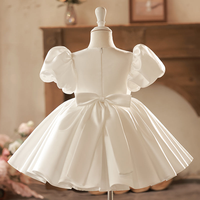 Formal Girl Dress Toddler Birthday Communion Puff Sleeves Bow Fluffy Princess Dress