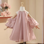 Baby Girl Birthday Communion Dress Pearl Neck Off Shoulder Princess Dress
