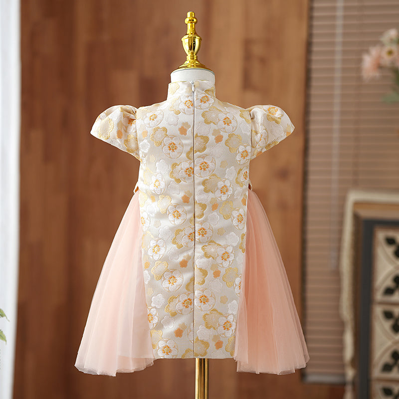 Flower Girl Dress Toddler Formal Pageant Communion Retro Print Princess Dress