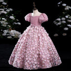 First Communion Dress Girl Pink Puffy Flower Pageant Princess Dresses Baby Girl Ball Gowns