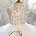 First Communion Dress Baby Girl Sleeveless Puffy Wave Birthday Party Dresses