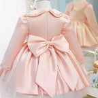 Baby Girl Communion Dress Girl Birthday Party Long Sleeve Doll Collar Beaded Princess Dress