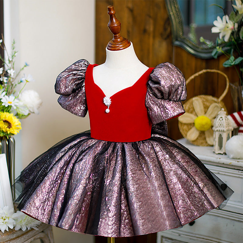 Baby Girl Dress Toddler Summer Communion Vintage Puff Sleeve Birthday Party Dress