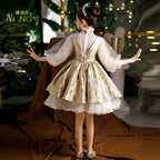 Flower Girl Dress Toddler Communion Retro Flower Puffy Princess Birthday Party Dress