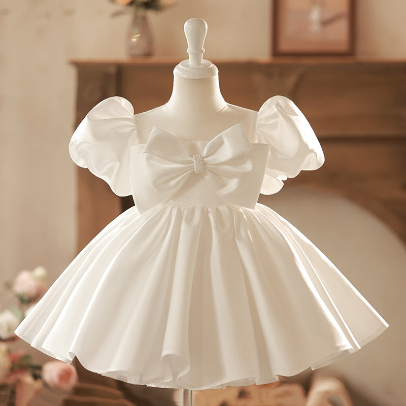 Formal Girl Dress Toddler Birthday Communion Puff Sleeves Bow Fluffy Princess Dress