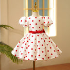 Sweet Baby Girls Red Polka Dot White Tutu Skirt Toddler First Communion Dress