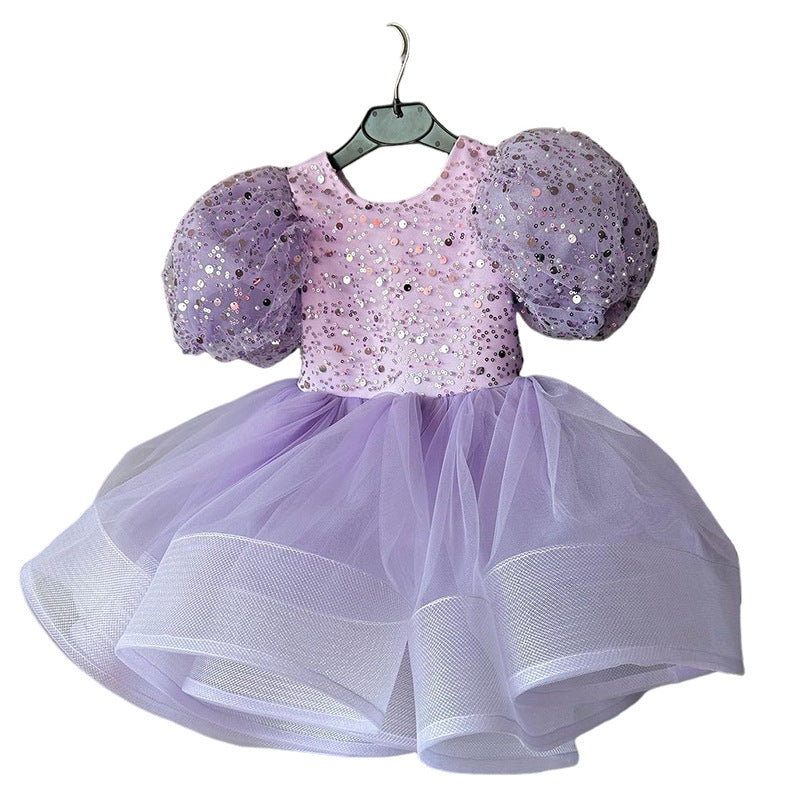 Cute Toddler Christmas Sequin Pageant Dress  Baby Girl First Communion Princess Dress