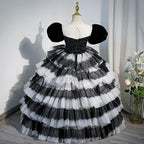 Flower Girl Dress Children Princess Dress Summer Black Sequin Cake Fluffy Communion Dress