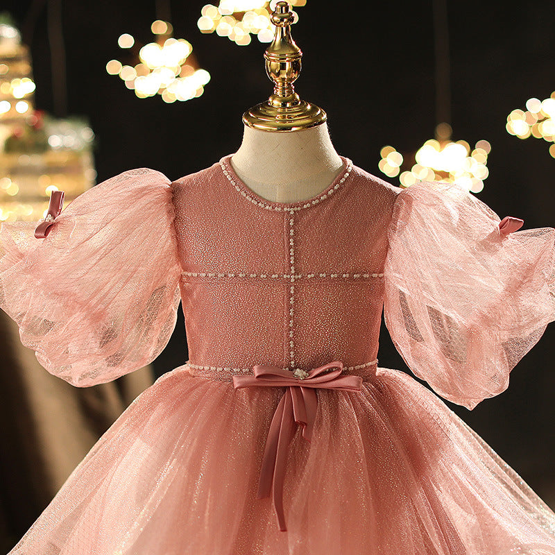 Toddler First Communion Dress Baby Girl Birthday Party Dress Flowers Puffy Pageant Dress