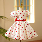 Sweet Baby Girls Red Polka Dot White Tutu Skirt Toddler First Communion Dress