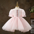 Baby Girl Dress Toddler Summer Pink Mesh Sequin Communion Pageant Princess Dress
