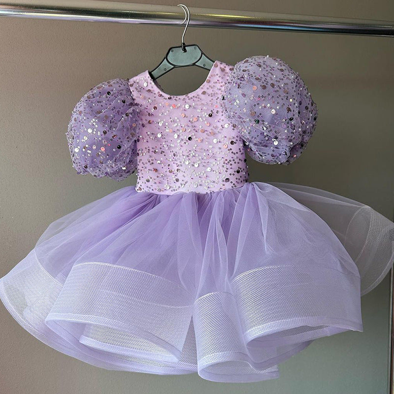 Cute Toddler Christmas Sequin Pageant Dress  Baby Girl First Communion Princess Dress