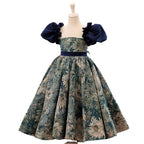 Toddler First Communion Dress Girl Summer Flower Printing Formal Party Princess Dress