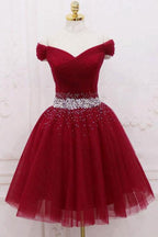 Off The Shoulder Homecoming Dress Tulle Short Prom Dress