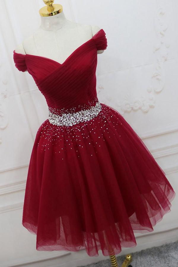 Off The Shoulder Homecoming Dress Tulle Short Prom Dress
