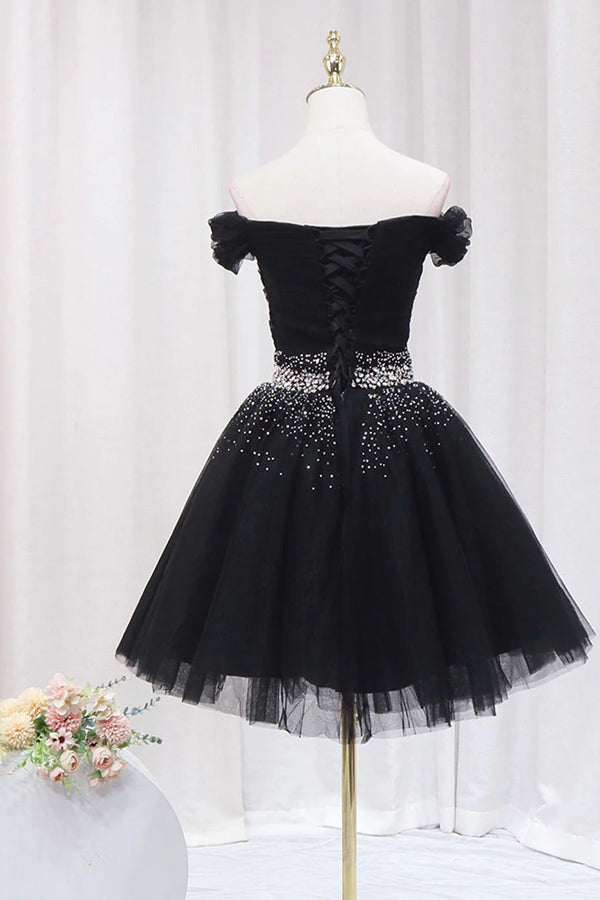 Off The Shoulder Homecoming Dress Tulle Short Prom Dress