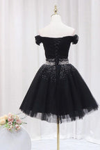 Off The Shoulder Homecoming Dress Tulle Short Prom Dress