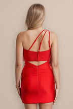One Shoulder Homecoming Dress Short Prom Dress With Beading