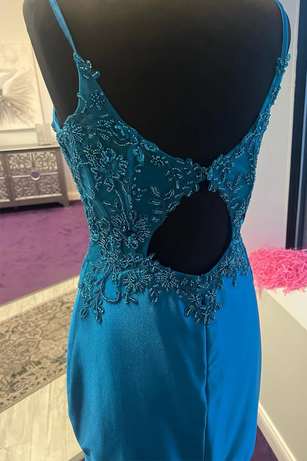 Peacock  Short Corset Homecoming Dress with Appliques