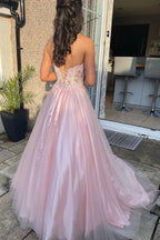 Tulle Lace A-line Sweetheart Prom Dresses, Long Formal Dresses,