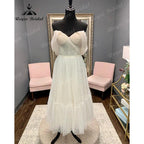 Princess Polka Dots Off Shoulder Short Wedding Dress with Short Cap Sleeve Wedding Bridal Receipt Party Gown NumberSea
