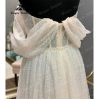 Princess Polka Dots Off Shoulder Short Wedding Dress with Short Cap Sleeve Wedding Bridal Receipt Party Gown NumberSea