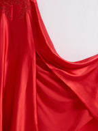 A-line Spaghetti Straps Corset Back Prom Dress With Split