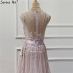 On Sale No Return No Refund Sale Purple  Dream O-Neck Sleeveless Sexy Evening Dresses Diamond Handmade Flowers A-Line Formal Dress 2024 Serene Hill LA6122