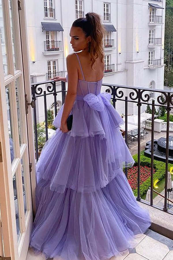 Tulle Layered A-line Sweetheart Long Prom Dresses, Evening Gowns