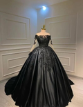 Black Long Sleeves Ball Gown Sweet 16 Dress Y5756
