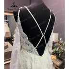 Robe Civil Long Sleeve Lace V Neck Open Back Off Shoulder Wedding Dress  Elegant Bridal Gown robe de mariée NumberSea