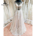 NumberSea Robe De Mariage Unlined Bodice FLowy A Line Blush Pink Wedding Dress Cap Sleeve Lace Applique Backless robe soirée mariage 2025