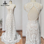 Robe Mariee Boho Lace Bohemian Mermaid Wedding Dress Open Back Beach Sleeveless Wedding Bridal vestido de noiva Elegant