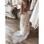 Robe Mariee Boho Lace Bohemian Mermaid Wedding Dress Open Back Beach Sleeveless Wedding Bridal vestido de noiva Elegant
