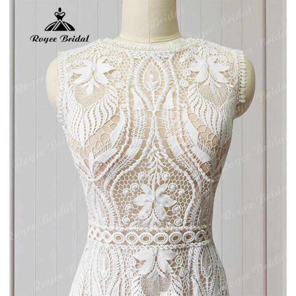 Robe Mariee Boho Lace Bohemian Mermaid Wedding Dress Open Back Beach Sleeveless Wedding Bridal vestido de noiva Elegant