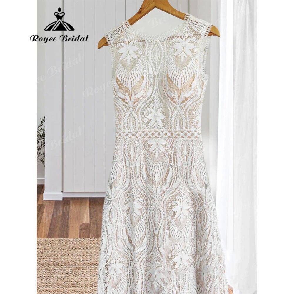 Robe Mariee Boho Lace Bohemian Mermaid Wedding Dress Open Back Beach Sleeveless Wedding Bridal vestido de noiva Elegant
