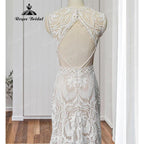 Robe Mariee Boho Lace Bohemian Mermaid Wedding Dress Open Back Beach Sleeveless Wedding Bridal vestido de noiva Elegant