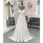 Robe Mariee Lace Appliques Boho Soft Satin Beach Wedding Dress with Cap Sleeve  Vestidos De Novia Summer Boheme Bridal Gown