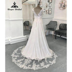 Robe Mariee Lace Appliques Boho Soft Satin Beach Wedding Dress with Cap Sleeve  Vestidos De Novia Summer Boheme Bridal Gown