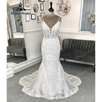 Robe Mariee Plunging Deep V Neck Backless Lace Mermaid Wedding Gown for Bride Spaghetti Straps Wedding Dress vestidos Sexy