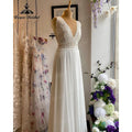 Robe Summer Lace Bodice Chiffon Boho V Neck Wedding Dress for Women Bridal Gown Custom Made vestido de novia NumberSea