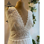 Robe Summer Lace Bodice Chiffon Boho V Neck Wedding Dress for Women Bridal Gown Custom Made vestido de novia NumberSea