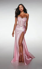 Romantic  Strapless Mermaid Gown with Lace Corset and Detachable Bow Train: Prom Dress