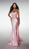 Romantic  Strapless Mermaid Gown with Lace Corset and Detachable Bow Train: Prom Dress