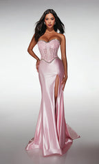 Romantic  Strapless Mermaid Gown with Lace Corset and Detachable Bow Train: Prom Dress