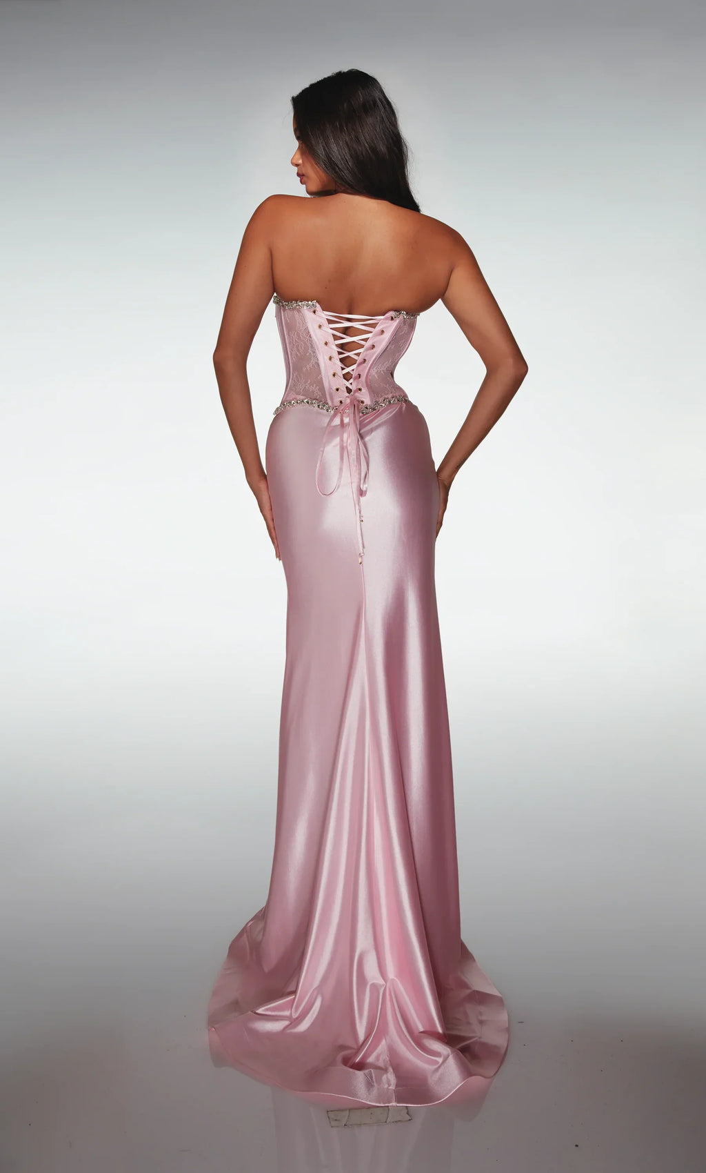 Romantic  Strapless Mermaid Gown with Lace Corset and Detachable Bow Train: Prom Dress